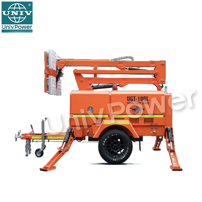 Xây dựng Trailer Tháp đèn di động ngoài trời với máy phát điện Diesel Tháp chiếu sáng lai