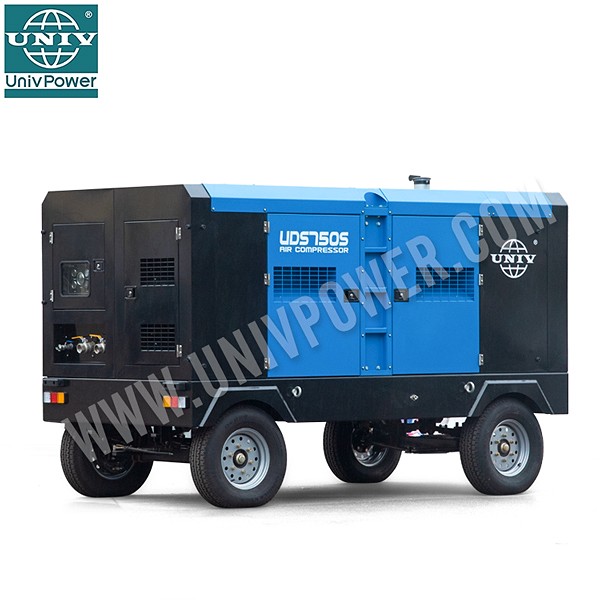 Nhà máy 750CFM Bán trực tiếp Máy nén khí trục vít diesel có thể kéo để sử dụng ngoài trời