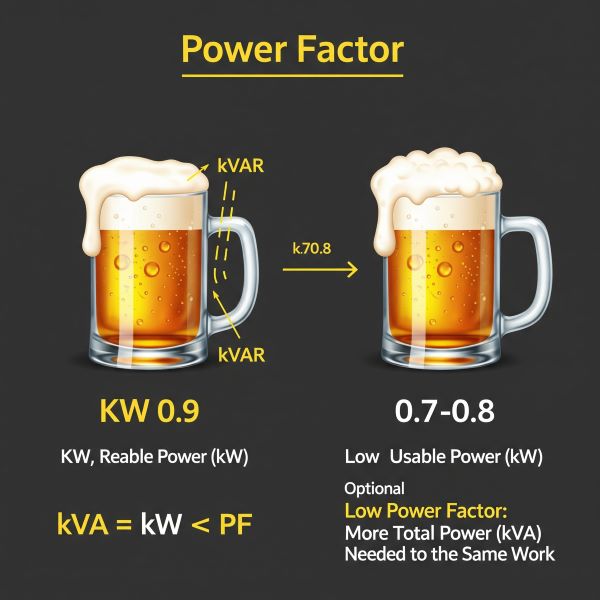 Hệ số quyền lực ảnh hưởng đến mối quan hệ giữa KW v&agrave; KVA như thế n&agrave;o