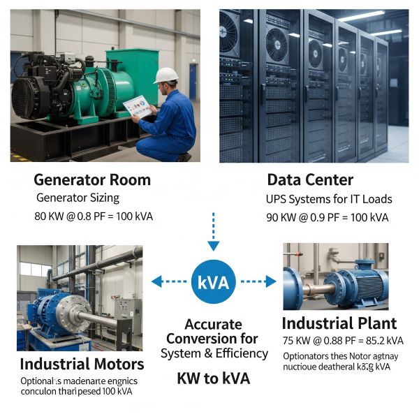 C&aacute;c ứng dụng thực tế của chuyển đổi KW sang KVA