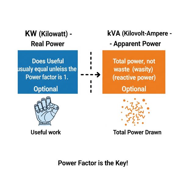 Sự kh&aacute;c biệt giữa KW v&agrave; KVA l&agrave; g&igrave;